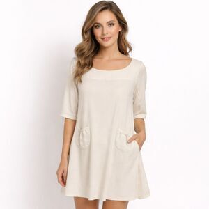 Rare Vintage Fluet Silk Mini Dress Size Small Cream Off White